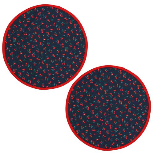 Set De Table Enduit 38 Cm Cerises Bleu Marine