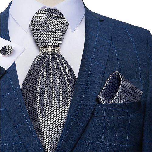 Hommes Luxe Ascot Tie Set Soie Paisley Cravat Wedding Party Exquis Foulard Cravates Sets Mouchoir Cravate Cravates Bague