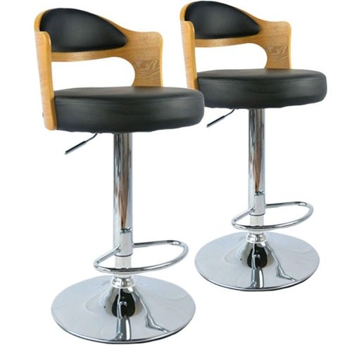 Lot De 2 Chaises De Bar "David" 90-110cm Chêne Clair & Noir