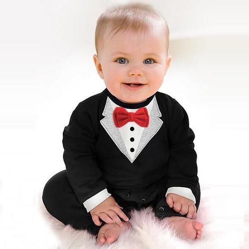 Bébé Tout-Petit Garçons Enfants Gentleman Romper 1er Anniversaire Bodysuit Tenue