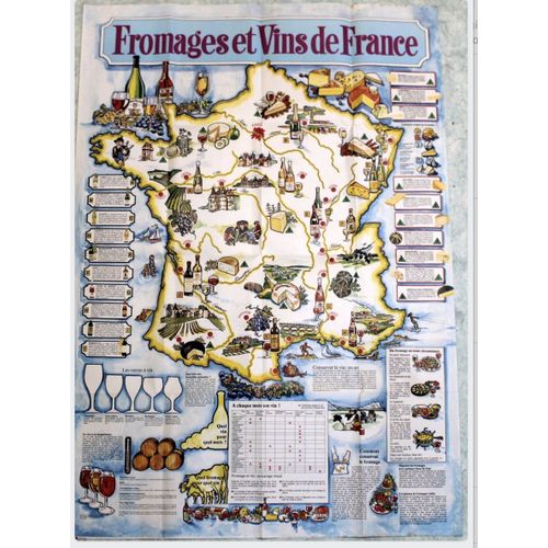 Affiche Carte Vin Fromage France