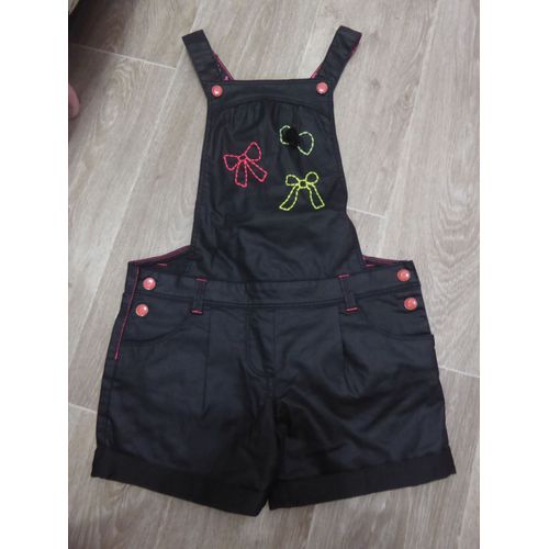 Salopette Short Toile Enduite Noire/Détails Fluos Orchestra - 8 Ans