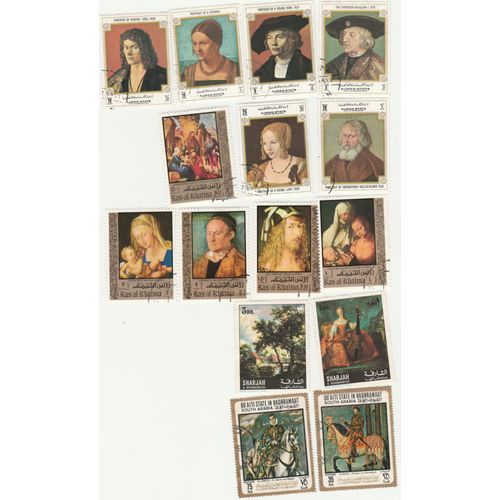 15 Timbres Des Emirats Arabes Unis Et Du Golfe Persique - Tableaux De Peinture