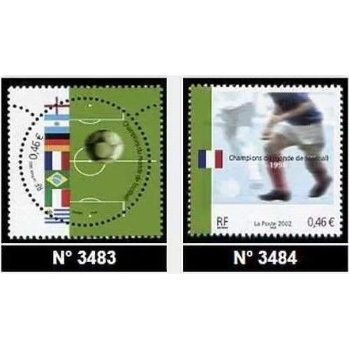 France 2002, Très Beaux Timbres Neufs** Luxe Yvert 3483 & 3484, Coupe Du Monde De Football 98, Champions Du Monde. -