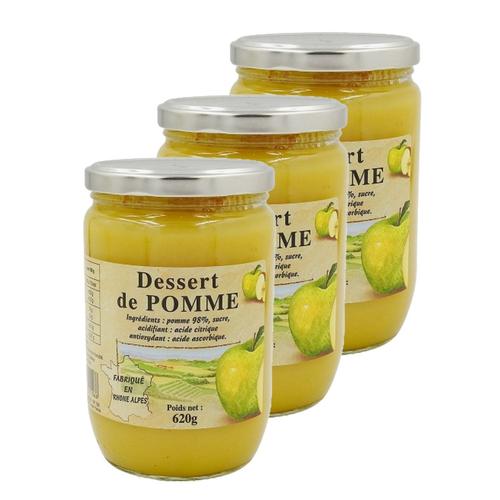 Lot 3x Dessert De Pomme - Compote - Pot 620g