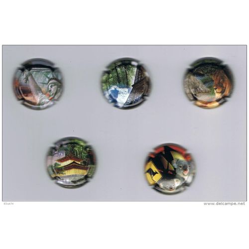 Série Continents De 5 Capsules De Champagne - Claude Beaufort - Ambonnay - Amérique- Europe - Afrique  -Asie -Océanie
