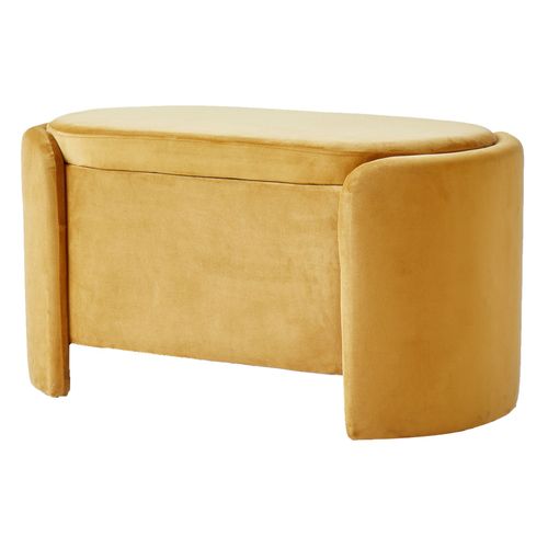 Banc Avec Rangement En Velours Jaune Moutarde