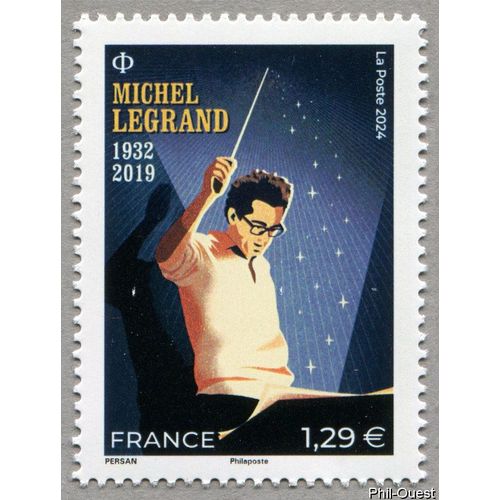 France 2024, Très Beau Timbre Neuf** Luxe Yvert 5754, Michel Legrand, Musicien, Compositeur, Pianiste De Jazz, Chanteur Et Arrangeur Français Naturalisé Américain.