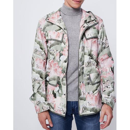 Parka Légère Imprimé Floral Kaki/Rose