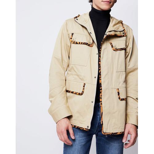 Parka Légère Détails Léopard Beige