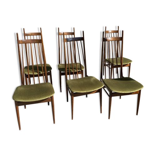 6 Chaises  Barreau Vintage Design Scandinave Bois
