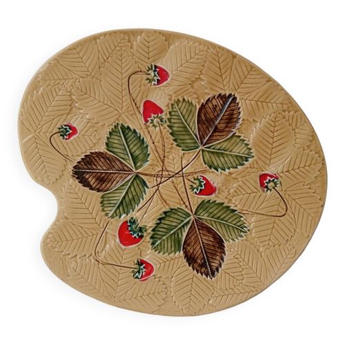 Plat En Barbotine Motif Fraisiers Jaune