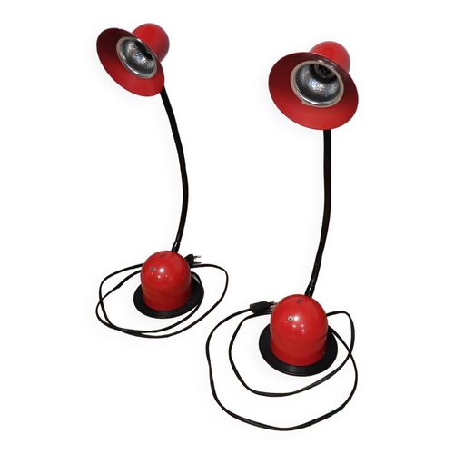 Paire De Lampe Stilplast Italie Anne 80 Rouge