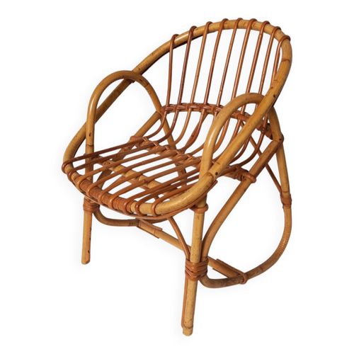 Fauteuil En Rotin Enfant Vintage Bois