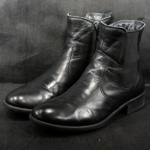 Boots Fille 36 - Style Chelsea Unies Dessus Cuir - Bottines Tanéo Noir