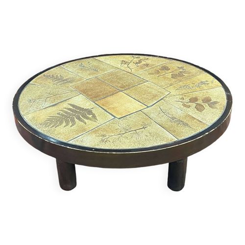 Table Basse En Htre Et Plateau En Cramique Dcor Daposherbier Sign Raymonde Leduc Vallauris Beige