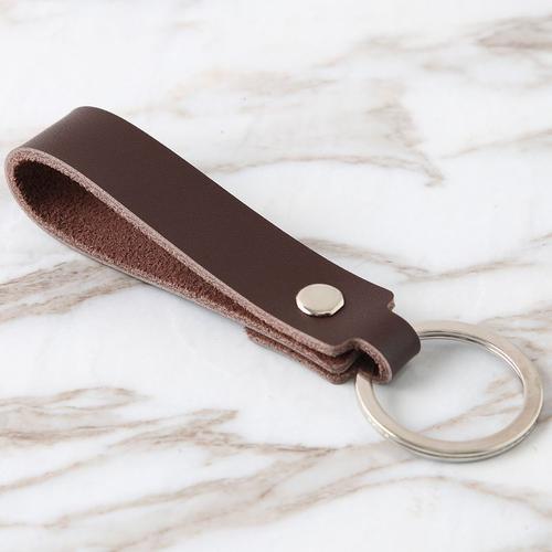 couleur 1 pc Marron Porte-clé en cuir véritable, pochette pour clés de  voiture, anneau de