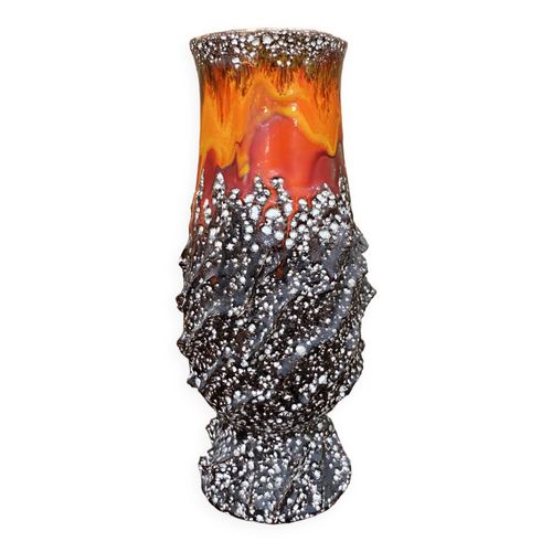 Vase en cramique vintage FAT LAVA orange