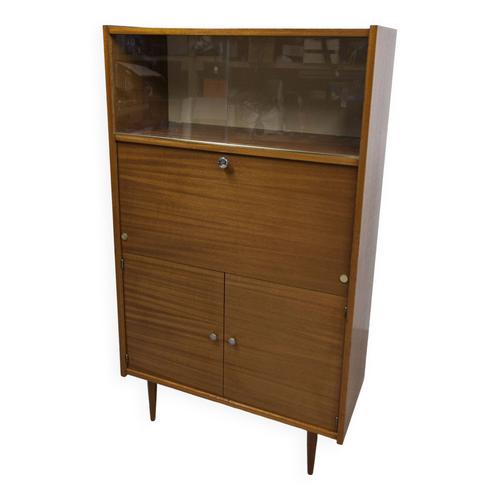 Secrtaire Scandinave 1970 Teck Vitrine Bureau Tagre Marron