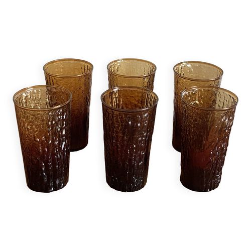 6 Verres  Orangeade Corces Darbre Marron
