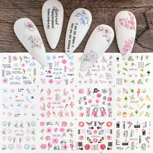Autocollants de fleurs de printemps pour ongles",curseurs de transfert d'eau,tulipe,lys,coquelicot,d¿¿calcomanies florales,tatouage,d¿¿corations de manucure,"12 pi¿¿ces - Type [BN2353]-2364