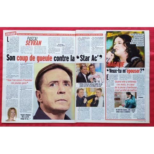 France Dimanche 3083- Pascal Sevran, Magalie Vaé (Star Academy 5) - Coupure De Presse, Clipping De 2005