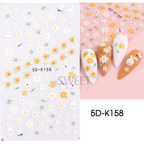Autocollants Pour Ongles Color¿¿S Avec Fleurs En Relief 5d",D¿¿Calcomanies De Manucure,"Simple - Type 5d-K158 #B 