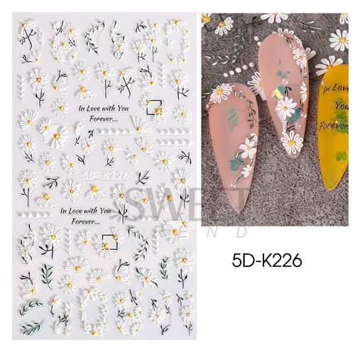 Autocollants Pour Ongles Color¿¿S Avec Fleurs En Relief 5d",D¿¿Calcomanies De Manucure,"Simple - Type 5d-K226 #B 