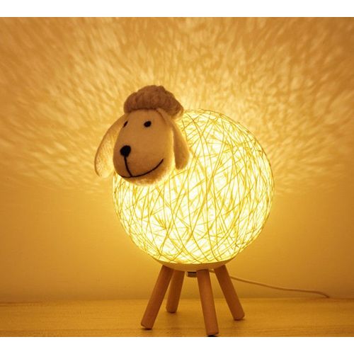 Veilleuse Led,Mouton Lampe De Chevet En Rotin,Veilleuse Enfant Projecteur, Lampe Led Pour Chambre,Salon,Usb/Interrupteur Poussoir