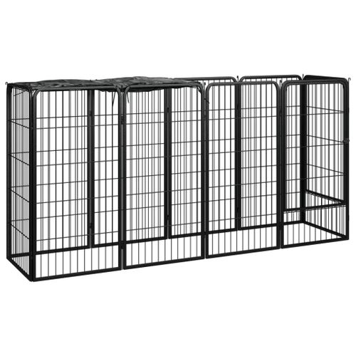 Vidaxl Parc Pour Chien 10panneaux Noir 50x100cm Acier Enduit De Poudre