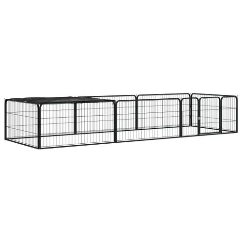Vidaxl Parc Pour Chien 8 Panneaux Noir 100x50cm Acier Enduit De Poudre