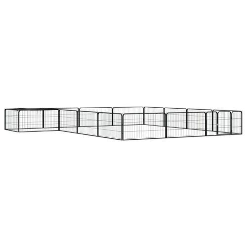 Vidaxl Parc Pour Chien 16panneaux Noir 100x50cm Acier Enduit De Poudre