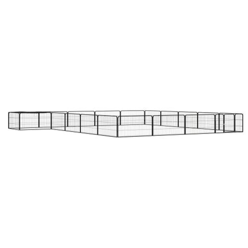 Vidaxl Parc Pour Chien 20panneaux Noir 100x50cm Acier Enduit De Poudre