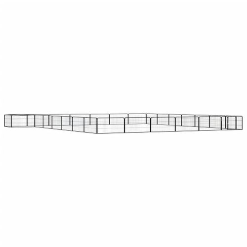 Vidaxl Parc Pour Chien 28panneaux Noir 100x50cm Acier Enduit De Poudre