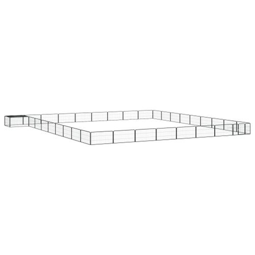 Vidaxl Parc Pour Chien 36panneaux Noir 100x50cm Acier Enduit De Poudre