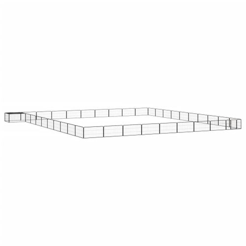 Vidaxl Parc Pour Chien 40panneaux Noir 100x50cm Acier Enduit De Poudre