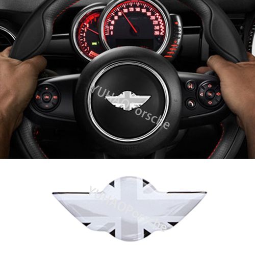 Drapeau Gris Noir - Autocollant Intérieur En Résine Époxy Pour Volant De Voiture, 1 Pièce, Pour Bmw Mini One Cooper S Jcw R55 R56 R60 R61 F54 F55 F56 F57 F60