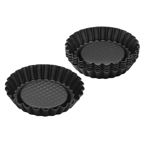 Zenker 6531 Moules À Tartelettes Renversées Par 6, Plats À Tartelettes, Moule À Tarte, Moule À Gâteau, Acier, Noir, 10,5 X 10,5 X 2 Cm