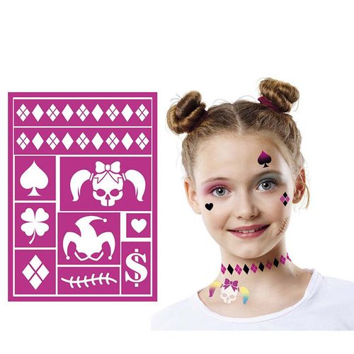 Pochoir De Maquillage Enfant Arlequina Fuchsia 14x20 Cm