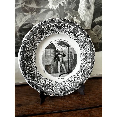 Vintage Assiette Parlante Faïence De Creil « Les Animaux Intelligents » Nº5 Un Lion