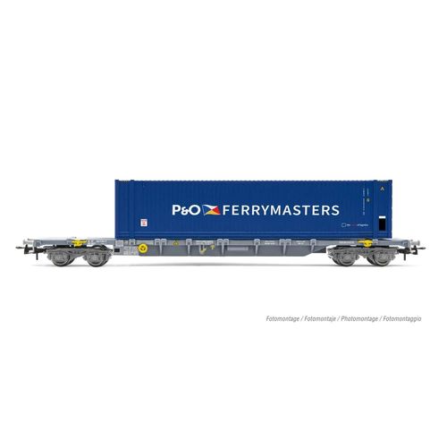 Wagon Porte-Conteneurs F-Nova À 4 Essieux Sgss, Chargé Avec Un Conteneur De 45 P&o Ferrymasters-Jouef