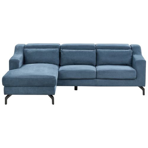 Canapé D'angle Côté Droit 4 Places En Tissu Bleu Glosli