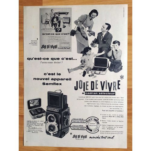 Publicité Papier - Appareil Photo Semflex De 1957