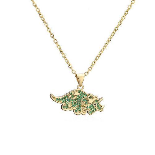 Collier Avec Pendentif De Dinosaure Pour Hommes Et Femmes, Collier Punk Hip Hop, Couleur Or, Métal, Zircone Cubique Aaa