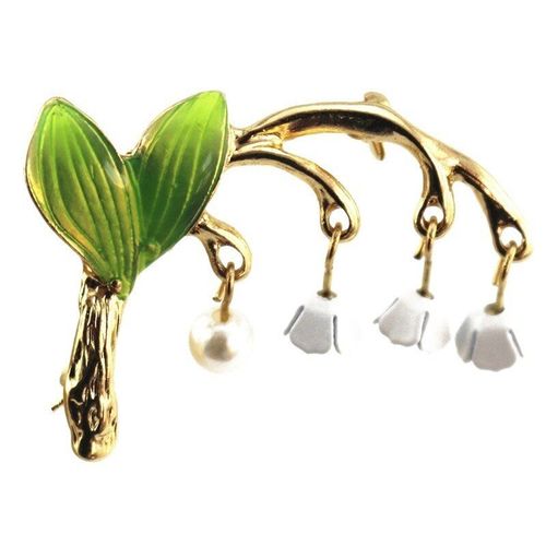 Broche Goutte À Goutte Verte Mignonne, Perle Fleur Blanche, Épingle Pour Vêtements