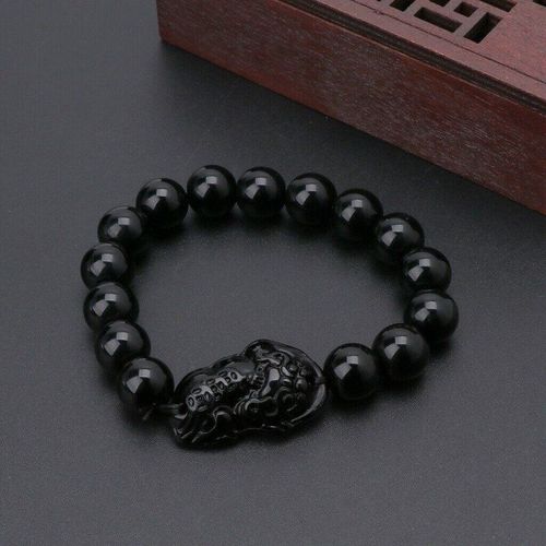 Bracelets En Obsidienne Pour Hommes, Imitation Tendance, Troupes Courageuses, Porte-Bonheur, Perles, Cadeau Mignon Pour Petit Ami