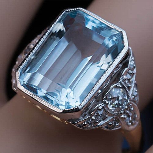 Grande Bague Carrée En Pierre Bleu Clair Pour Femme, Couleur Argent, Aaa Cz, Cadeau D'anniversaire, Bijoux À La Mode