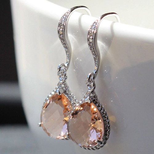 Boucles D'oreilles Goutte D'eau Couleur Champagne Pour Femme, Accessoires Élégants Pour Cérémonie De Mariage, Bijoux De Luxe Couleur Argent