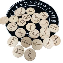Kit De Runes Viking En Bois Fait À La Main, 25 Pièces/Ensemble, Symboles, Perles, Rune Gitane, Signe De Divination, Assistant, Accessoires De Rituel Avec Sac En Tissu
