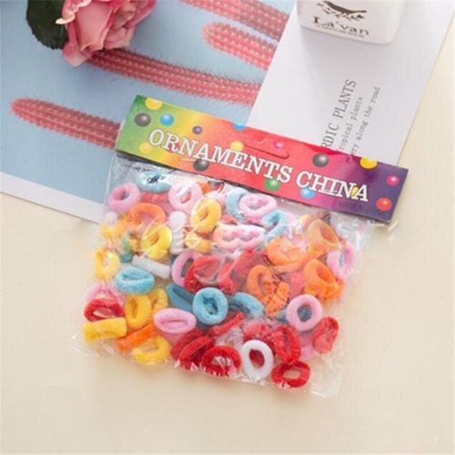Bandeau Élastique Coloré Pour Bébé Fille, 100 Pièces, Corde, Anneau, Scrunchy, Bandeau En Caoutchouc Élastique Pour Queue De Cheval, Attache Gomme, Accessoires